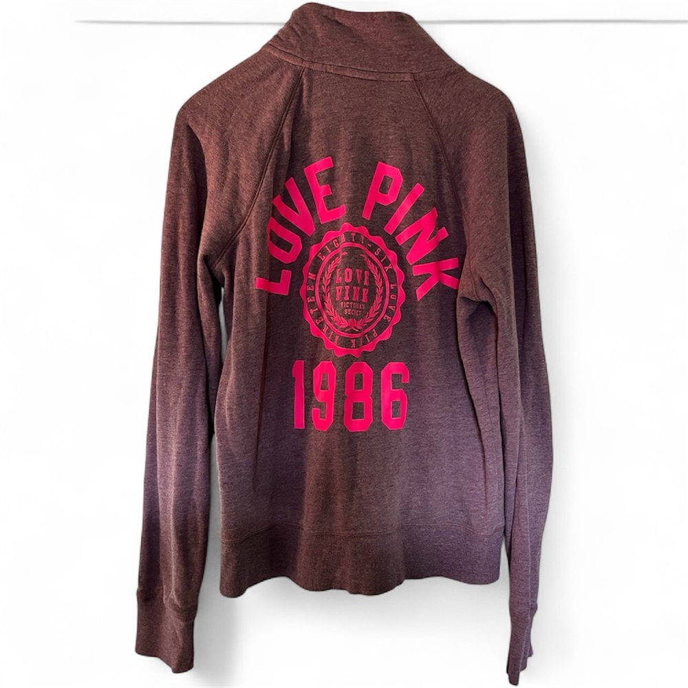 PINK Victoria's Secret Purple Full Zip Sweatshirt with Hot Pink Graphics